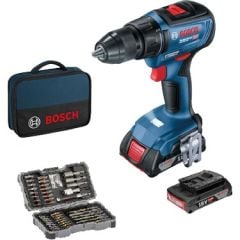 Bosch Professional GSR 18V-50 Çift Akülü 2 Ah Vidalama + 43 Parça Aksesuar Seti