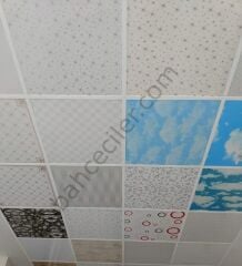 PVC Asma Tavan Paneli 60x60 Siyah Mermer Desen - 1Paket / 20Adet / 7,2 m2