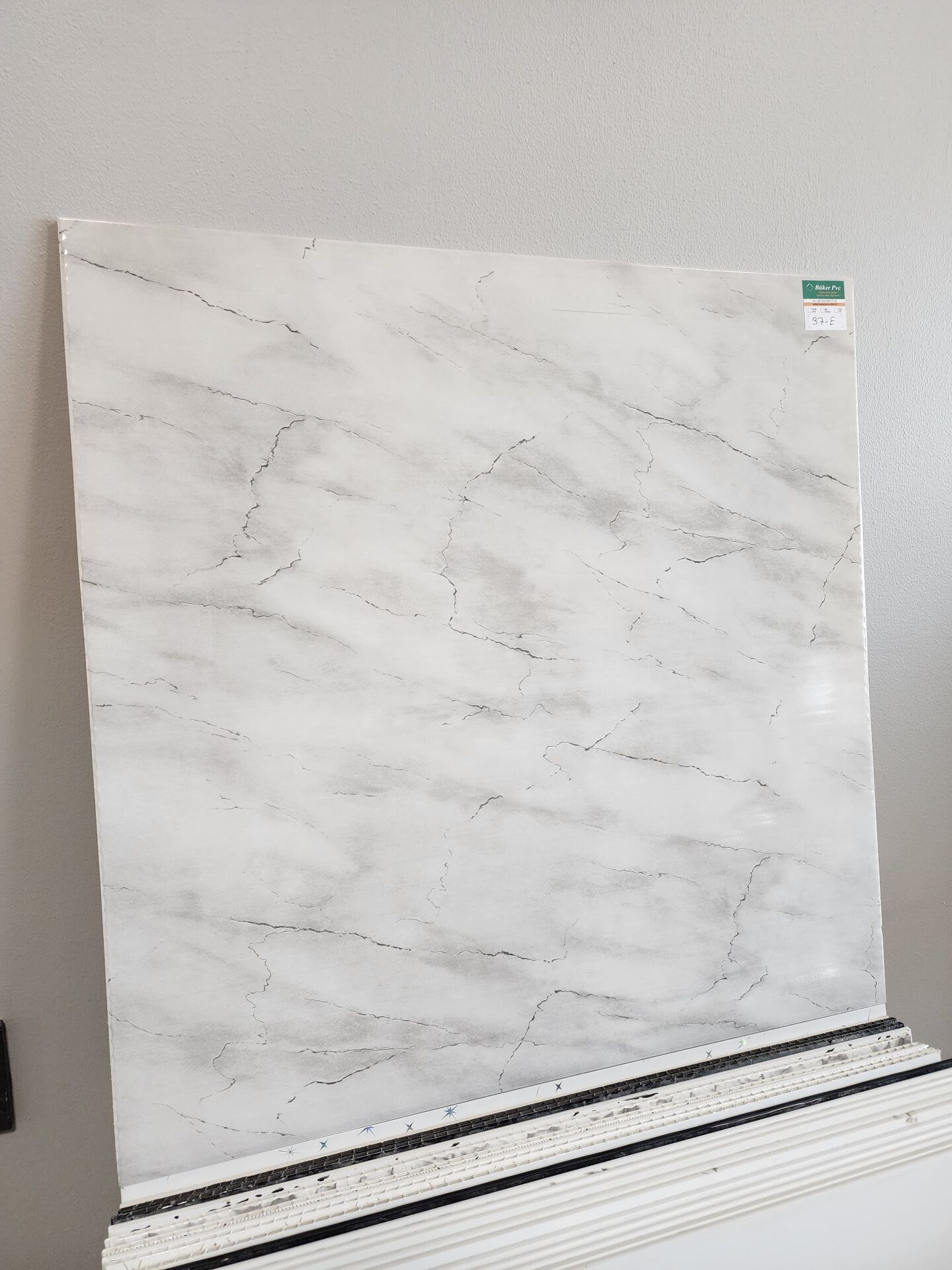 PVC Asma Tavan Paneli 60x60 Beyaz/Krem Mermer Desen - 1Paket / 20Adet / 7,2 m2