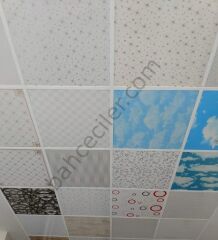 PVC Asma Tavan Paneli 60x60 Siyah Yıldızlı Desen - 1Paket / 20Adet / 7,2 m2