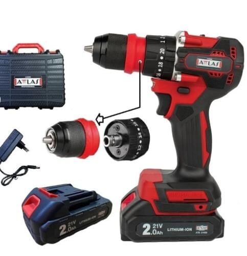 ATTLAS Atb 21 Blpdx-202c 2 x 2.0 Ah Çift Akülü Kömürsüz Darbeli Matkap - A0104098