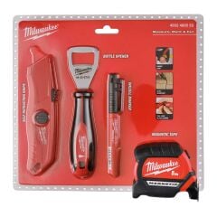 Milwaukee Promo Set 5m Şerit Metre + Maket Bıçağı + Marker Kalem + Şişe Açacağı Set
