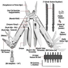 İzeltaş Multi Tool Pro 180 mm 15 Fonksiyonlu Çok Amaçlı Çakı