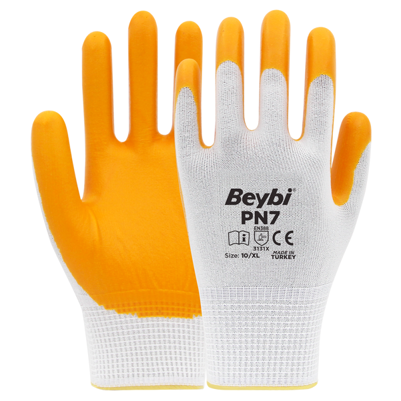 Beybi PN7 İş Eldiveni Polyester Örme Yarı Nitril