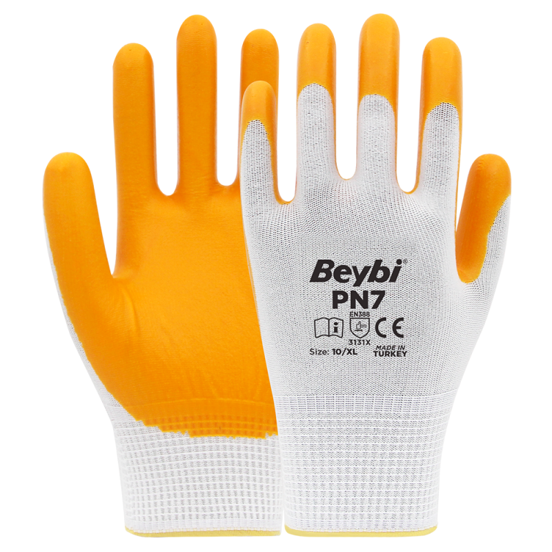 Beybi PN7 İş Eldiveni Polyester Örme Yarı Nitril