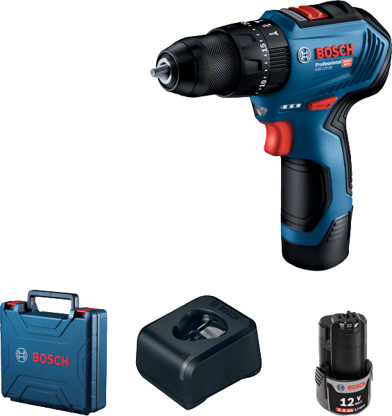 BOSCH GSB 12V-30 Çift Akülü Darbeli Vidalama Kömürsüz Motor Metal Mandren