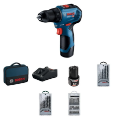 Bosch GSR 12V-30  Çift Akülü Vidalama Makinesi Bez Çantalı  + 39 Parça Aksesaur Seti